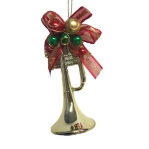  Fancy Gold Trumpet With Red Bow and Bells Christmas 