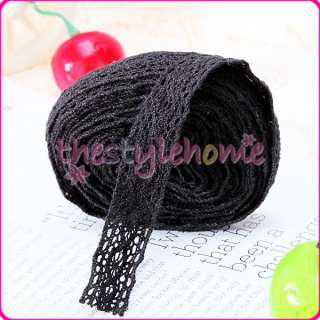 DELICATE 5 Yards Black Crochet Cotton Lace Trim 9/16 Wide Sewing 