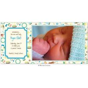  Boy Birth Announcements   Circus Blue Flat Photo Card 