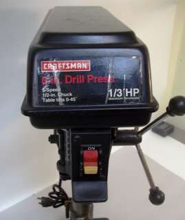 Craftsman 8 Drill Press 1/3 HP  1/2 Chk Table Top GUC  