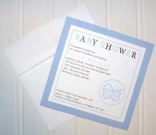 50 Baby Boy Blue & Brown Shower Invitation Personalized  