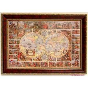  Old World Map Framed The Travels of Magellan 14x19