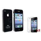   Case Cover Metal Buttons Skin for iPhone 4 4G Black Clear Box  