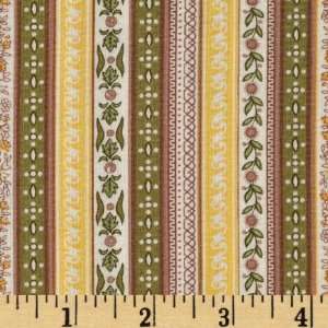   Tea Floral Stripe Yellow Fabric By The Yard Arts, Crafts & Sewing