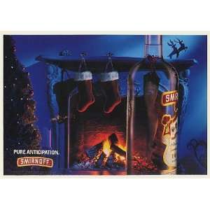  1995 Stockings Hung Chimney Smirnoff Vodka Christmas Print 