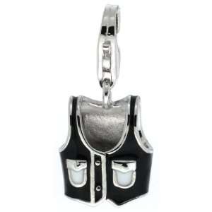 Sterling Silver Vest Charm for Bracelet, 9/16 in. (15mm) tall, Enamel 