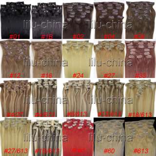 20inch 8pcs Clip On Remy Human Hair Extension in the 20 colors,100g 