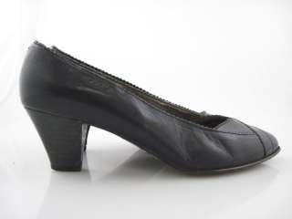 CINCIN Black Leather Etched Pumps Heels Shoes Sz 6.5  