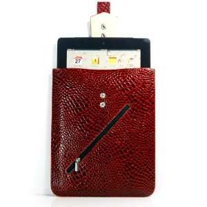 Red / Crocodile pattern PU Leather Case / Sleeve / Cover / Bag / Skin 