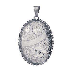    Silver 37x28mm engraved twisted wire edge oval Locket Jewelry