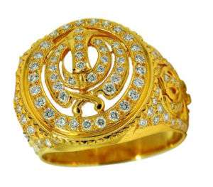 55ctw Sikh Khanda Gents Diamond Ring /8.500Gms  