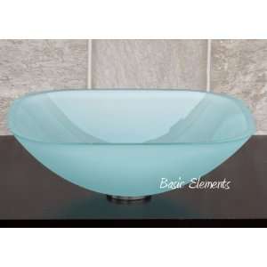   Bathroom Frosted Square Glass Vessel Vanity Sink with free drain/ring