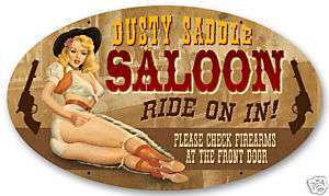 Dusty Saddle Saloon large oval vintaged metal bar sign  