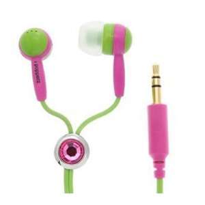  Ipopperz Colorz Earbuds  Pink and Green on Green Cord 