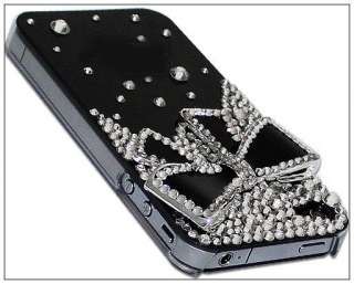   3D Butterfly rosette Bling Rhinestone Hard Back Case Cover iPhone 4 4S