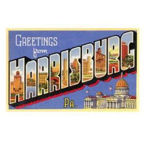  Greetings from Harrisburg, Pennsylvania Giclee Poster 