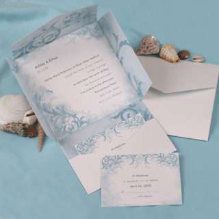 Shimmering Aqua POCKET Wedding Invitation 30% Off SALE  