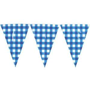  Large Blue Gingham Pennant Banner   Party Decorations 