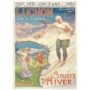  Luchon   Reine des Pyrenees (Vintage Ski Poster)