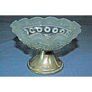  Vintage Blue Glass Footed Compote 