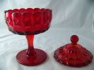   CO. VINTAGE RUBY RED PRISCILLA PATTERN COVERED JELLY # 56 1  