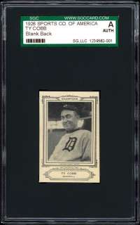 1926 Sports Co. of America Ty Cobb SGC Authentic Pop 1  