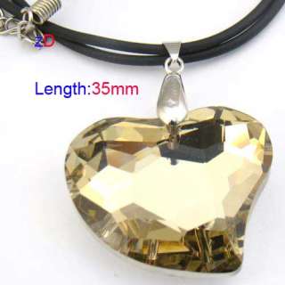 c9502 Gold Spark Heart Love Bead Crystal Glass Pendant Necklace 