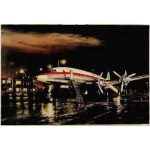  Aviation Art Night Departure Young Qantas Constellation 