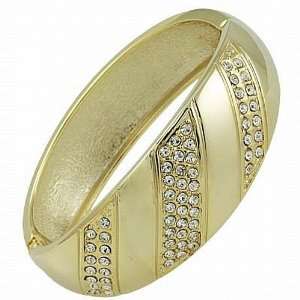  Shiney Goldtone Crystal 1 Wide Bangle Bracelet Fashion 