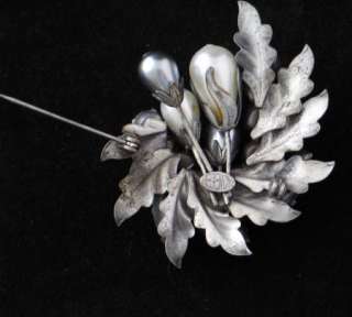 Vintage Regency Signed Flower Brooch/Pin Shades of Grey  
