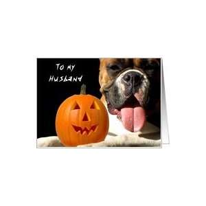 Happy Halloween Husband Boxer dog Card