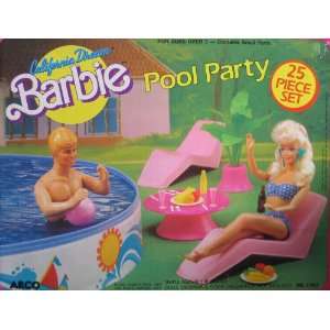  CALIFORNIA DREAM Barbie POOL PARTY 25 Piece Playset (1987 
