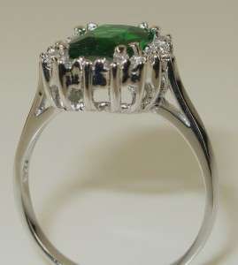 Estate 2.00ct Radiant Emerald & White Sapphire 925 Sterling Silver 