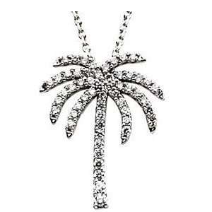  Fun and Tropical Diamond Studded Palm Tree Pendant in 14k 