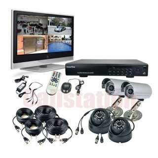 CCTV Complete Security Camera System 2 Indoor 2 Outoor 4CH DVR + 500GB 