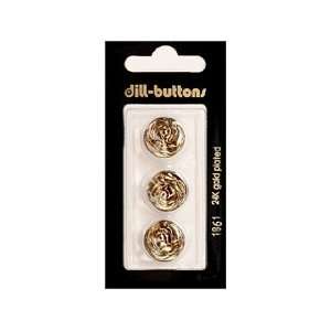  Dill Buttons 15mm Shank Metal Antique Gold 3 pc Arts 