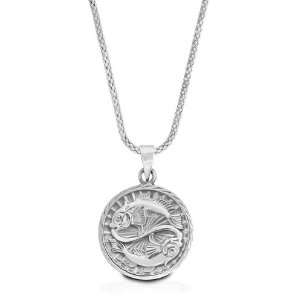   Zodiac Pisces Large Disc Pendant with 18 Coreana Chain Jewelry