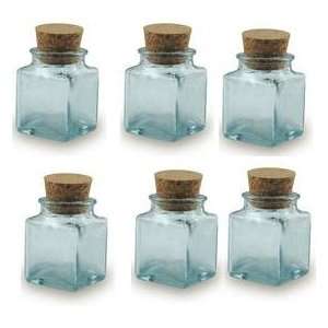   Square Shaped Mini Corked Jars with Cork   25cc