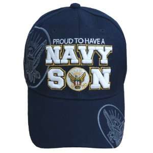  Cap Blue Military Hat with Eagle Logo and Decorative Shadowing 