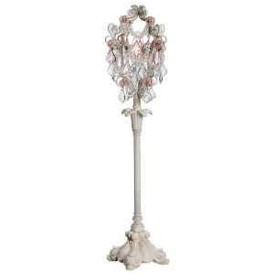 Pack of 2 Shabby Chic White and Pink Chandelier Accent Table Lamps 25