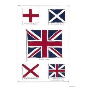 Flags of the United Kingdom, The Union Jack and Its Components Giclee 