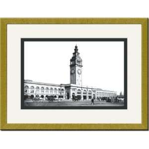  Gold Framed/Matted Print 17x23, Ferry Building, San 