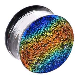  25mm Double Flare Rainbow Dichroic Plug Jewelry