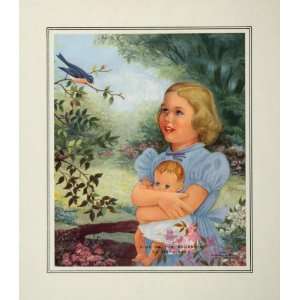 1953 Bluebird of Happiness Girl Blue Dress Doll Print   Original Print 