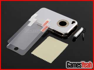   Silver Aluminum Bling Chrome Hard Case Skin Cover For iPhone 4S 4G S