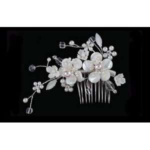    Bridal Side Comb with Large Ivory Bead Flowers S2200M Beauty