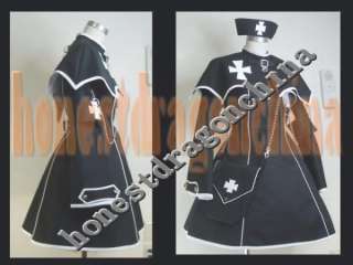 Gothic Lolita Punk Cosplay Costume black coat Dress Ml+  