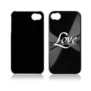   iPhone 4 4S 4G Black A614 Aluminum Hard Back Case Love is all you need