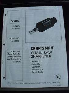 CRAFTSMAN CHAIN SAW SHARPENER MODEL 315.36574  