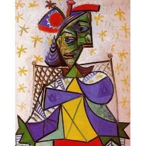   Picasso   24 x 30 inches   Mujer sentada con pájaro